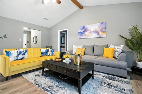 Comfortable sofa for lounging or movie nights.