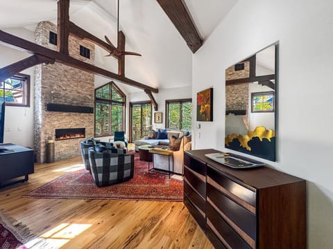 Step into your renovated penthouse where soaring vaulted ceilings create an airy grandeur. The fireplace anchors the open living space, while floor-to-ceiling windows frame Beaver Creek`s winter wonderland.  This is luxury mountain living perfected