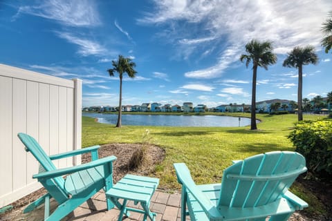 Sunny patio perfection overlooking the pond paradise! 🌞🌴