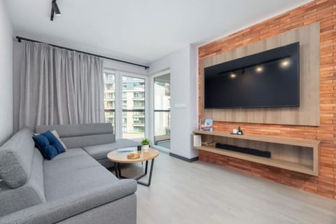 Relax in the stylish living room with a comfortable sofa and modern decor.