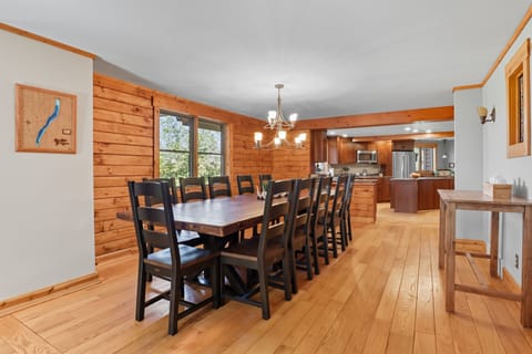 Warm wood kitchen with rustic details and modern conveniences.