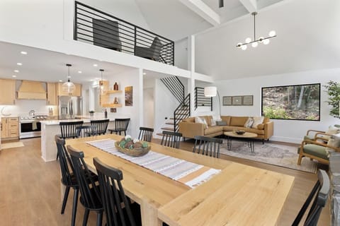 Eating, cooking, and relaxing all in one open space!