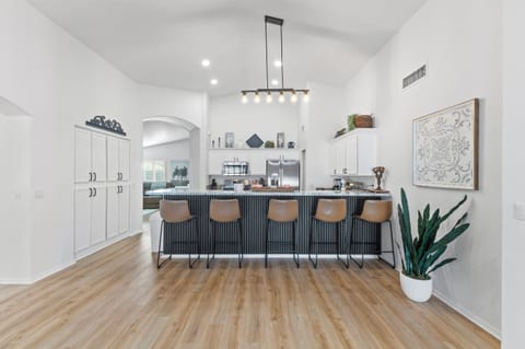 Gourmet kitchen with bar seating. granite counter tops and every amenity needed.