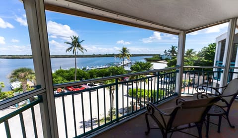 Breathe in waterfront views from your private, shaded balcony.
