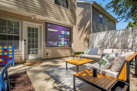 Watch movies in our outdoor movie area