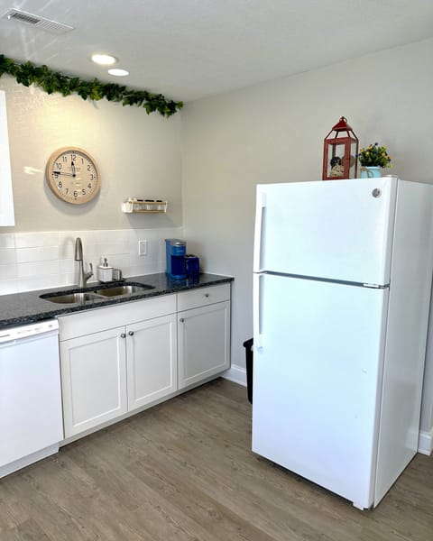 Full kitchen with all amenities including coffee maker, cookware, dishware