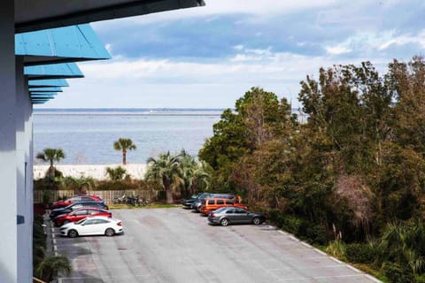 This is the water view from your balcony. It is a side view of beach and water. 