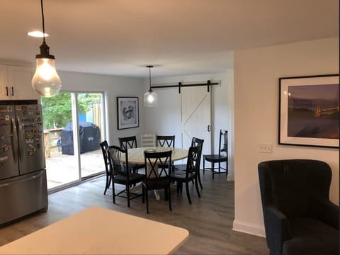 View from the kitchen counter to the dinner table