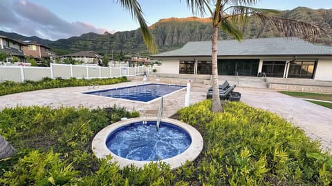 Relaxing hot tub with mountain views, ideal for unwinding after adventure.