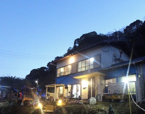 Panoramic view of the travel post at night