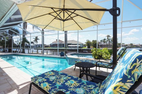 Sun loungers and umbrella