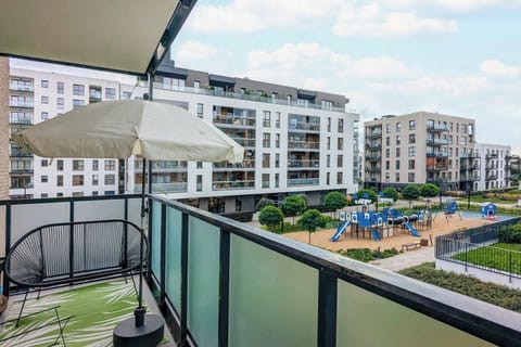 The balcony provides a perfect spot for enjoying the fresh air.