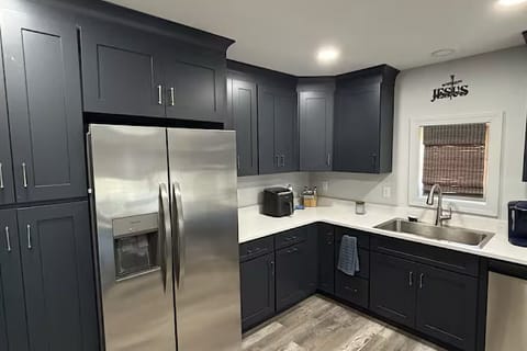 Kitchen with stainless steel appliances