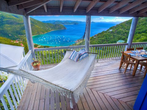 Hammock view over Cane Garden Bay from Makere House 12ft wrap around deck.