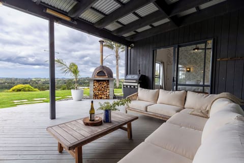 Covered outdoor lounge area