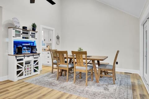 Dine together at the table or sip at the fully stocked coffee bar.