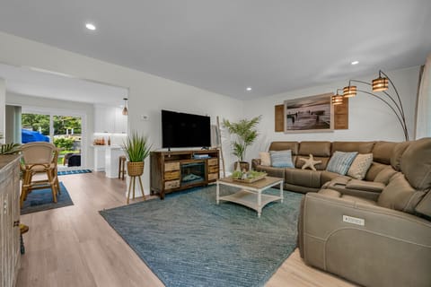 Cozy living space with a warm coastal touch