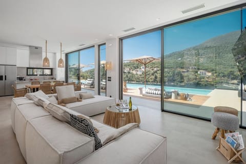 The large open-concept social space at Atlas with its wonderful views and pool access.