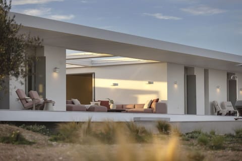 The elegant and restful sitting area with its retractable roof.