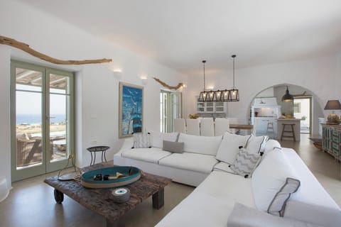 The comfortably furnished sea-view living area in the main house.