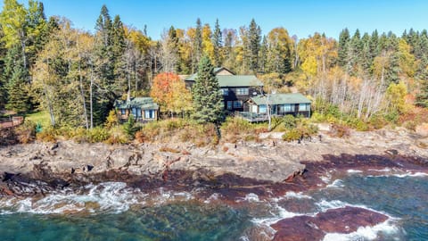 These are  an extraordinary homes located on Cascade Beach Road in Lutsen, Minnesota near the Cascade River.