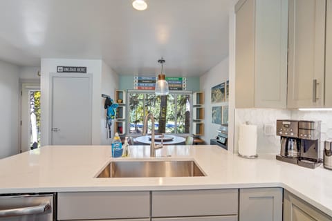 Sink facing out to the dining area