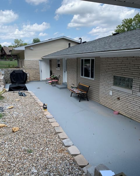 Back patio is perfect for grilling out and enjoying the beautiful peaceful sounds of the nature that surrounds the house.