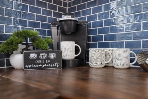 We have both a Keurig and drip coffee maker for your morning pick me up!