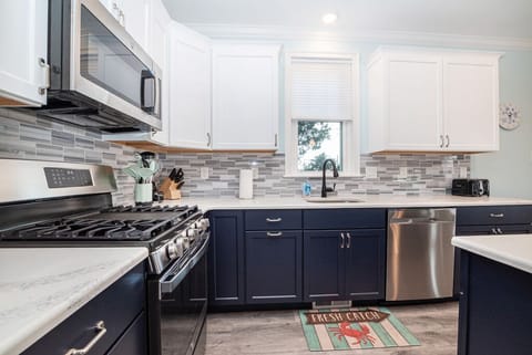 Private kitchen with top-of-the-line stainless steel appliances
