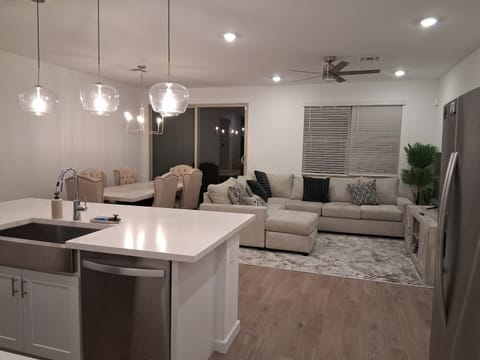 Open floor plan enjoy family time, Alexa is available by the TV don't subscribe