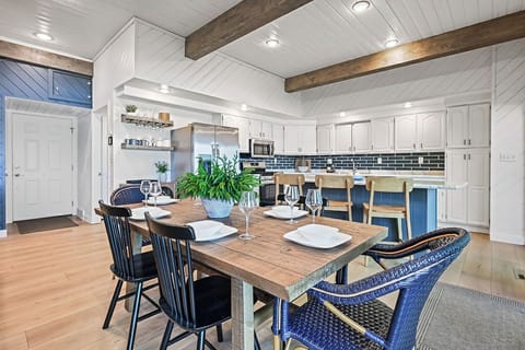 Dining table seats 6, extra chairs in closet