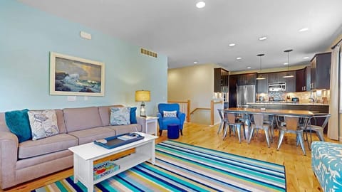 Living area open to dining area and kitchen