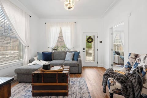Vintage character meets modern comfort in this beautifully restored 1914 cottage living room.