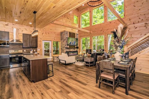 Open concept kitchen, dining and living room