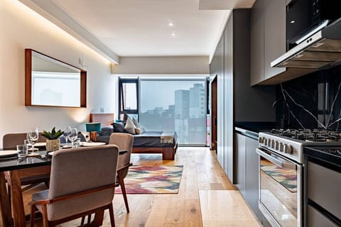 Start your day with city views, end with easy dining out or in.