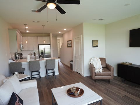 Family room looking into kitchen