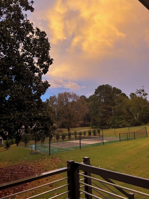 Sunset over the pickleball court