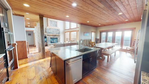 Indoors, Hardwood, Stained Wood, Kitchen, Bench