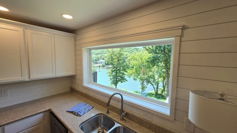 View of the lake from the kitchen sink