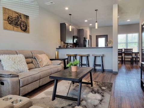 Open concept downstairs with a half-bath