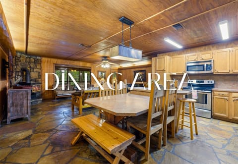 Dining area perfect for family dinners or board games.