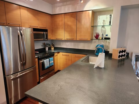 The kitchen has everything you need to cook and coffee for your mornings.