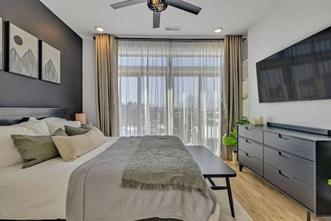 Beautiful Views from the cozy bedroom, mounted tv, clothing storage