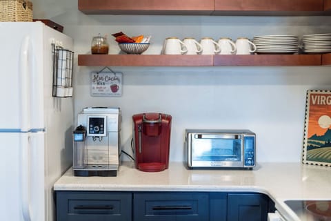 K-cups for the Keurig are stocked so you can get that first cup ASAP