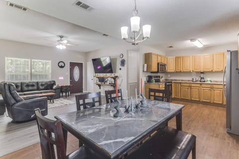Cook with confidence in the full kitchen boasting stainless steel appliances and ample counter space.