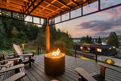 Fire pit + Adirondack chairs + Hammersley Inlet views = pure relaxation