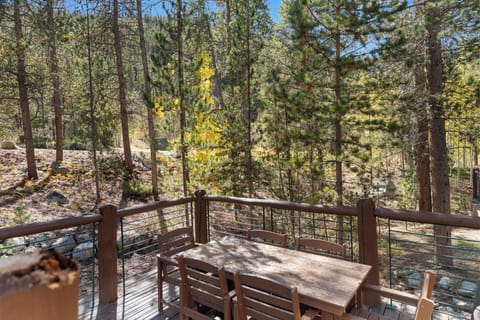 Private deck with outdoor seating.