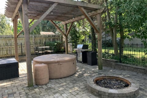Private hot tub—relax year-round after exploring historic Madison