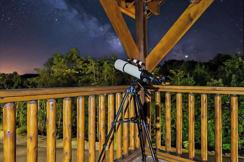 You can use the telescope to view the moon and stars and planets at night.