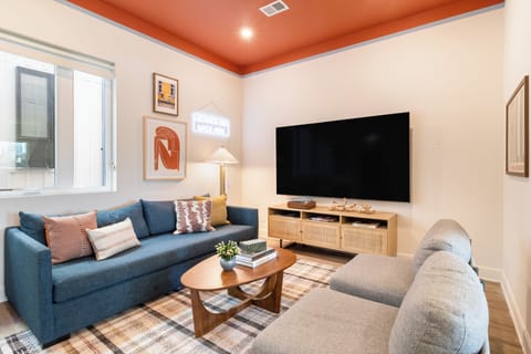 Sleep sofa in the living room for additional space.